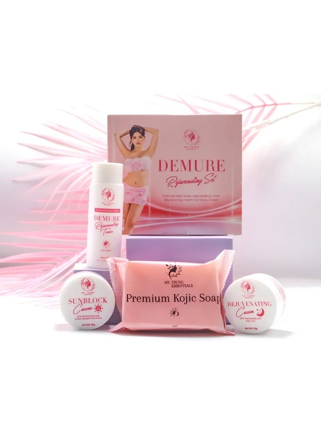 Demure Cosmetic Collection, Rejuvenating Set, Kojic Soap, Sunblock Cream, Face Cream, Lotion Essence, Beauty Products, Skincare Products, Facial Care, Body Care, Skin Routine Essentials, Glow Care Line - Image 2